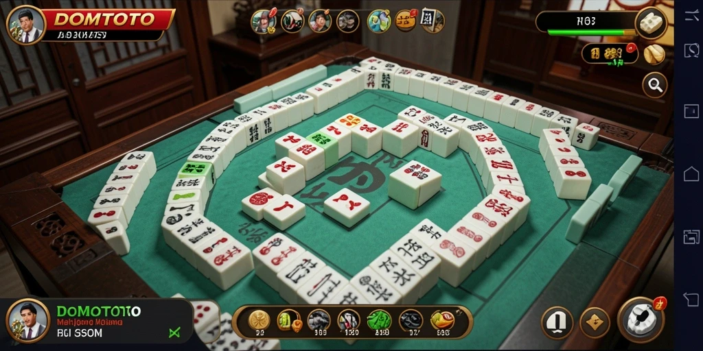 Screenshot DOMTOTO menampilkan gameplay Mahjong yang mendebarkan.