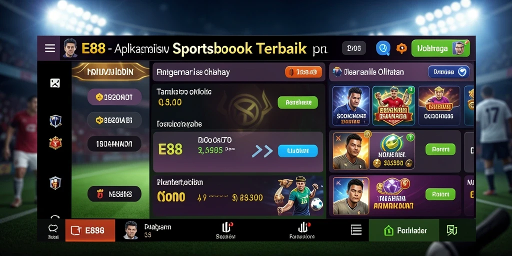 Screenshot tampilan utama E88 dengan permainan taruhan olahraga.