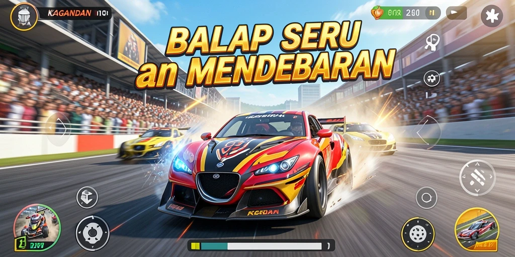 Tampilan gameplay balap KAGANDAN yang mendebarkan.