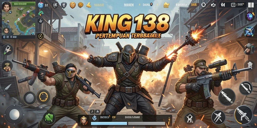 Screenshot KING138 menampilkan aksi intens dalam mode Battle Royale.
