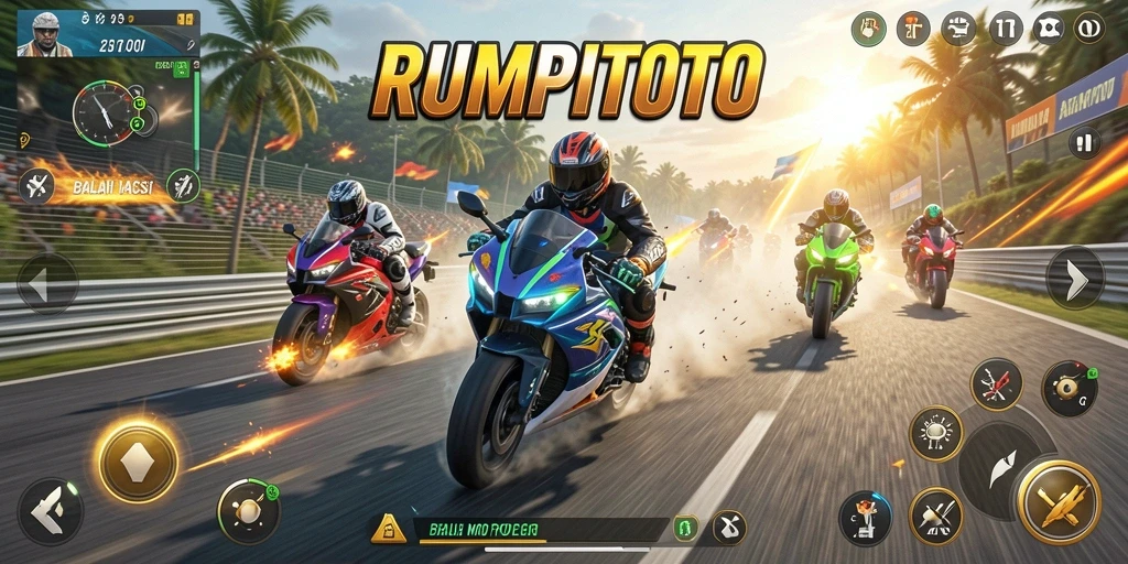 Gameplay seru dalam balapan motor RUMPITOTO.
